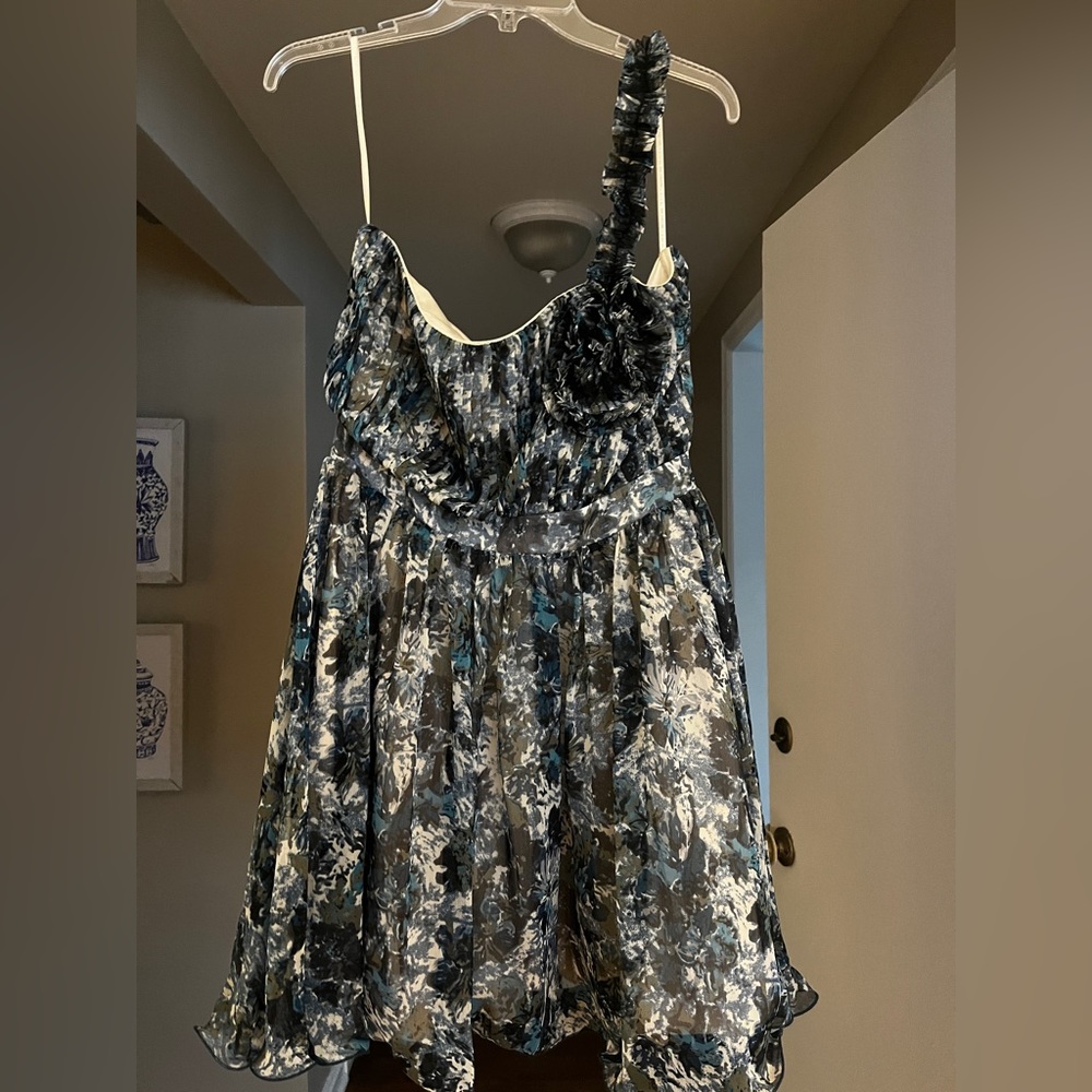 Blue floral mini dress